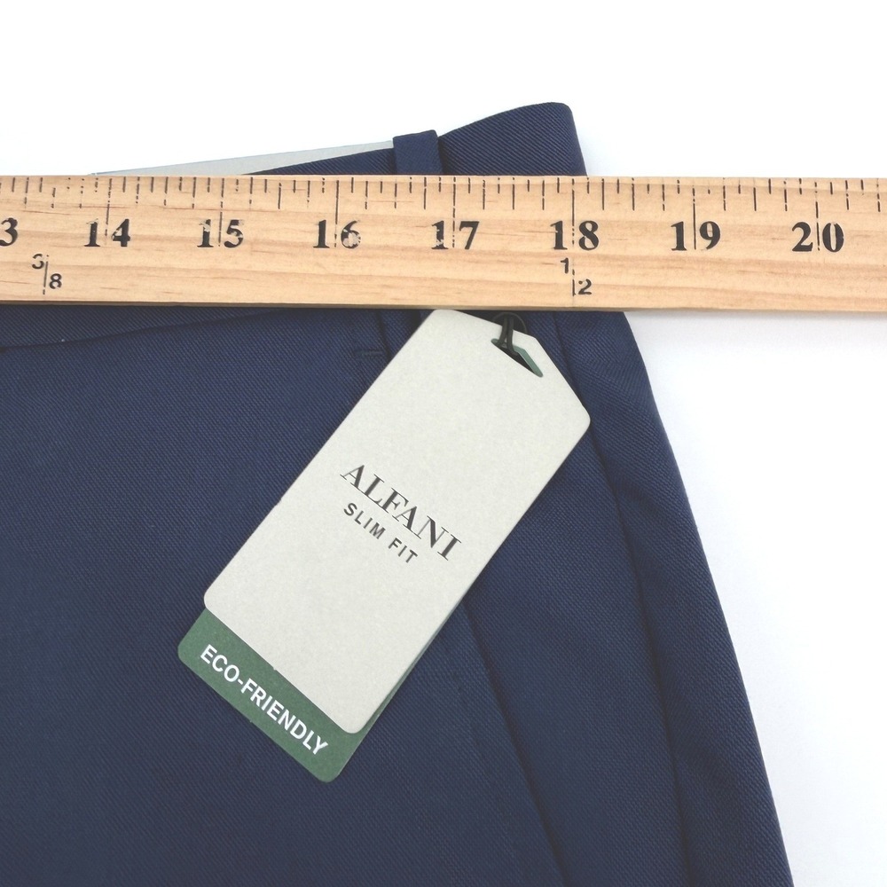 Alfani Dress Pants Mens 36x34 Blue Slim Fit Flat Front Eco-Friendly Modern NEW - Picture 8 of 11